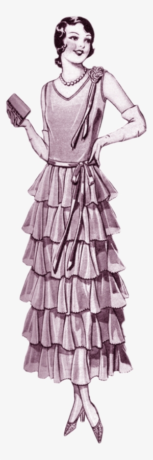 Free Vintage Digital Stamp Miss Clara 1930's Fashion - Evelyn - Prickley Pear Cling Stamps 1"x3.5"