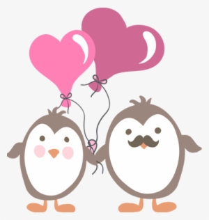 Penguins With Love Balloons Kids Sticker - Pinguinos Dibujo Amor