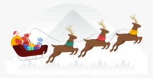 Premium Santa Flying Over Mountains Illustration Download - Reindeer