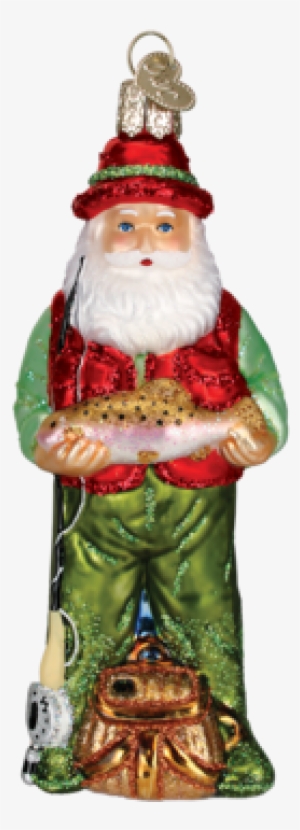 Fly Fishing Santa Ornament - Old World Christmas Fly Fishing Santa Ornament