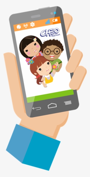 Welcome To Mychart Graphic Of Hand Holding Mobile Phone - Children's Hospital Of Eastern Ontario