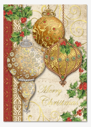 Gold Ornaments Boxed Holiday Cards - Elegant Ornaments Christmas Cards
