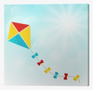 Color Paper Kite On Sunny Background Canvas Print • - Cometa De Papel