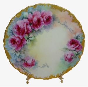 Antique Limoges France Plate Hand Painted Pink Roses - Rose