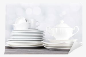 White Crockery And Kitchen Utensils, Wall Mural • Pixers® - Ceramic