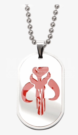 Mandalorian Dog Tag Pendant With Chain - Star Wars Necklace Dog Tag Mandalorian With Chain 22"