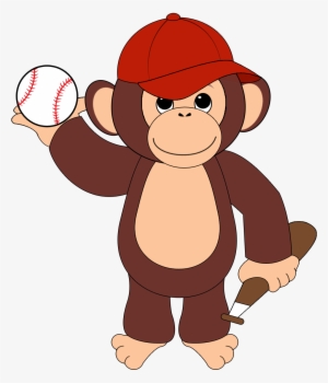 Monkey Scratching Back Clipart - Monkey Playing Baseball Clipart