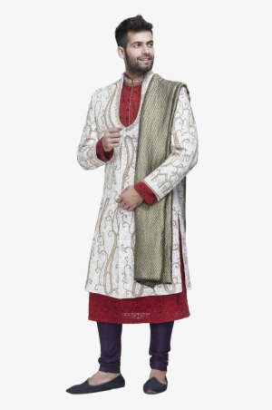 Ivory 4 Piece Sherwani Set - Indian Sherwani Image Png