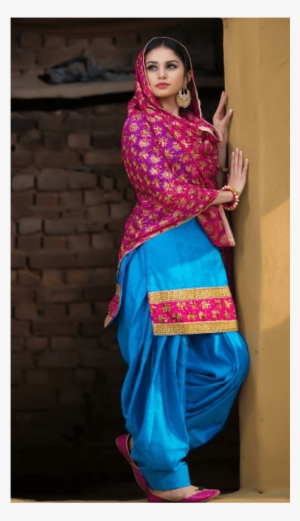 Phulkari Suit Of Sky Blue