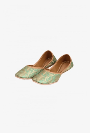 Mint Green Brocade Genuine Leather Punjabi Jutti - Jutti