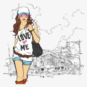City Life Girl Fashion Illustration - Graphics Design Girls Face