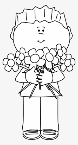 Image Transparent Download Flower Clip Art Images Boy - Get Clipart Black And White