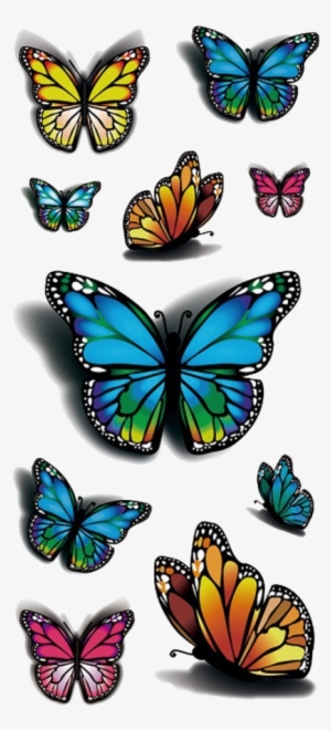 3d Butterfly Design Temporary Stickers - Colorful Butterfly