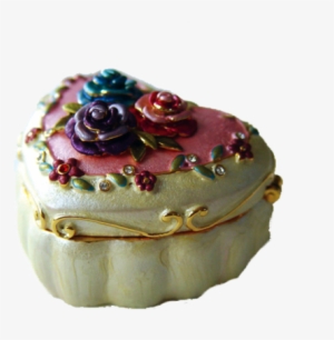 3d Flowered Heart Shaped Trinket Box - Bead