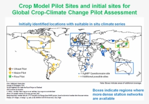 A Map Of Pilot Sites For Agricultural And Climate Modeling - Realities For Children