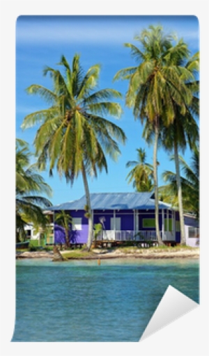 Peaceful Beach House Under Coconut Tree Wall Mural - Beach