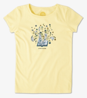 Girls Flower Book Crusher Tee - Life Is Good