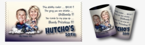 Birthday Caricature Stubby Holder - Personalised 60th Birthday Stubby Holders