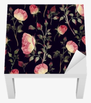 Seamless Floral Pattern With Roses, Watercolor - Papier Peint Noir Avec Roses