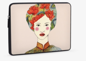 Dailyobjects Lotus Girl Ballistic Nylon Zippered Sleeve - Geisha