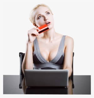 Beautiful Girl Online Shopping With Credit Card And - Girl Credit Card Png