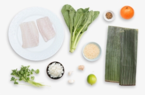 Banana Leaf-steamed Cod With Spiced Rice, Yu Choy & - Cruciferous Vegetables