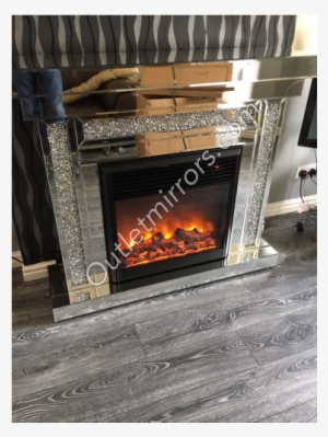Crush Sparkle Smoked Mirrored Fire Surround With Electric - Hearth