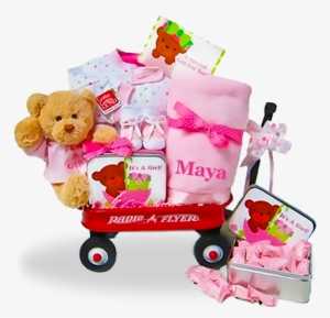 The All-girl Welcome Personalized Basket Wagon - Cashmere Bunny Personalized Wagon (it's A Girl)
