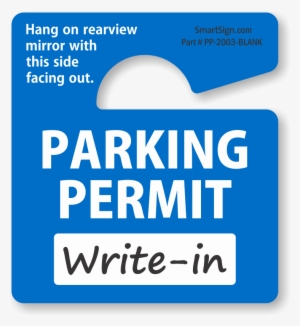 Toughtag™ Small Rearview Mirror Hang Tag, Blue Blank - Red Parking Permit