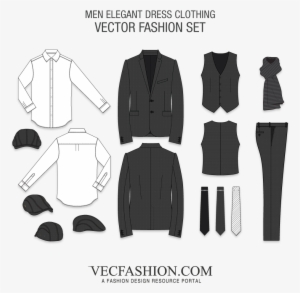 Men Dress Clothing Vector Set - Dress Shirt