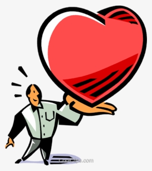Man With An Oversized Heart In His Hands Royalty Free - Man Holding Giant Heart Cartoon