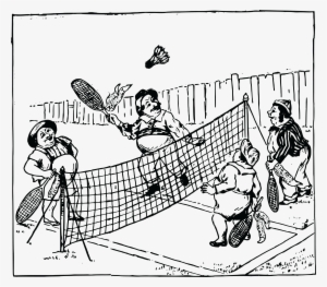 Free Clipart Of A Group Of People Playing Badminton - Sketch Of Playing Badminton