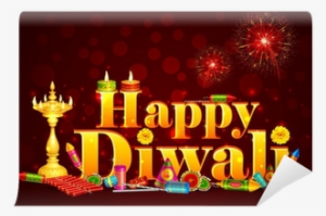 Vector Illustration Of Happy Diwali With Diya And Fire - Happy Diwali 2018