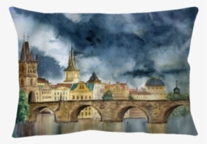 Watercolor Hand Painting Praha And Karlov Most - 프라하 수채화