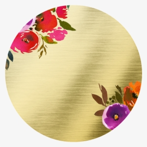 Hand Painted Golden Round Frame Back Png Transparent - Red
