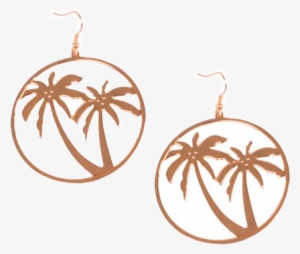 Itgirl Shop Golden Round Metallic Chill Palm Trees - Earring