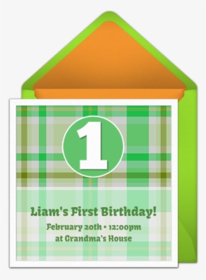 1st Birthday Plaid Online Invitation - House