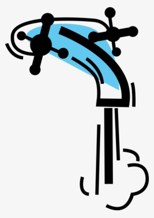 Vector Illustration Of Running Water With Tap Sink