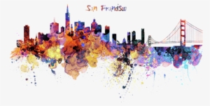 Click And Drag To Re-position The Image, If Desired - San Francisco Skyline Watercolor