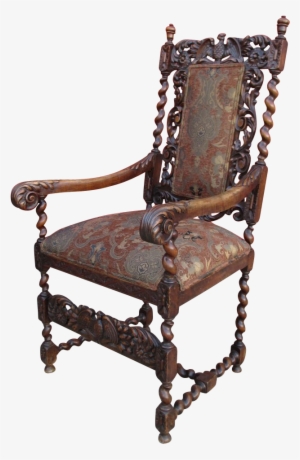 Antique High Back Barley Twist Chair - Antique Chair High Back