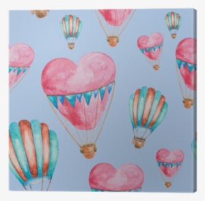 Seamless Pattern Of Balloons In The Shape Of Heart - Watercolor Painting