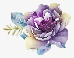 Ftestickers Art Watercolor Flower Rose Purple - Purple Flower Watercolor Png