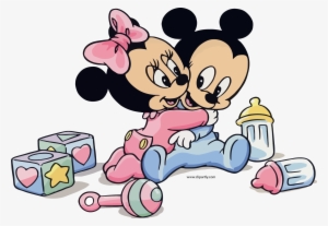 Baby Minnie And Mickey Hug Clipart Png - Mickey And Minnie Mouse Baby
