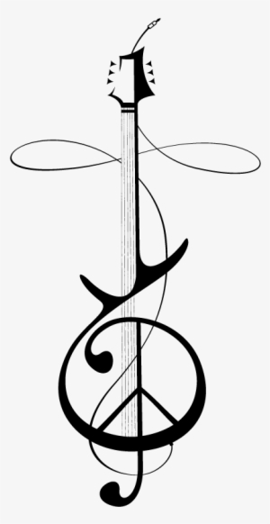 Treble Clef Peace Sign Tattoo - Treble Clef Tattoo Guitar