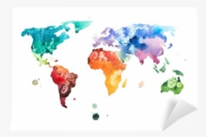 Hand Drawn Watercolor World Map Aquarelle Illustration - Living Space Framed Take Me Magnetic World Map