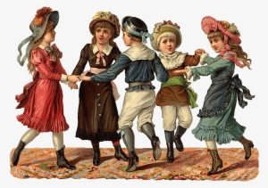 Dancing Victorian Children - Vintage Children Png
