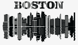 Free Clipart Of A Reflecting Boston City Skyline - Boston Skyline Clip Art