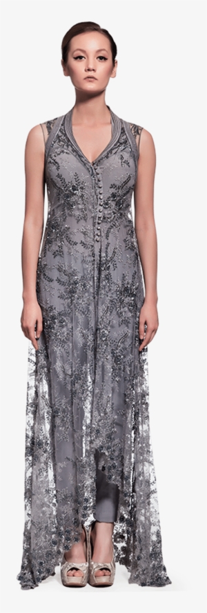 Embellished Grey Kurta Set - 陈 红