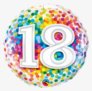 18th Birthday Confetti Design Foil Balloon - Ballon Anniversaire 18 Ans
