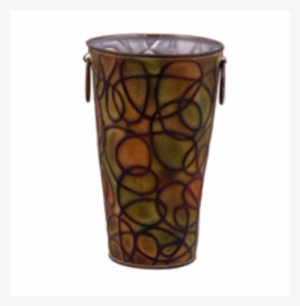 25" Colored Embossed French Flower Bucket With Ring - Atabaque